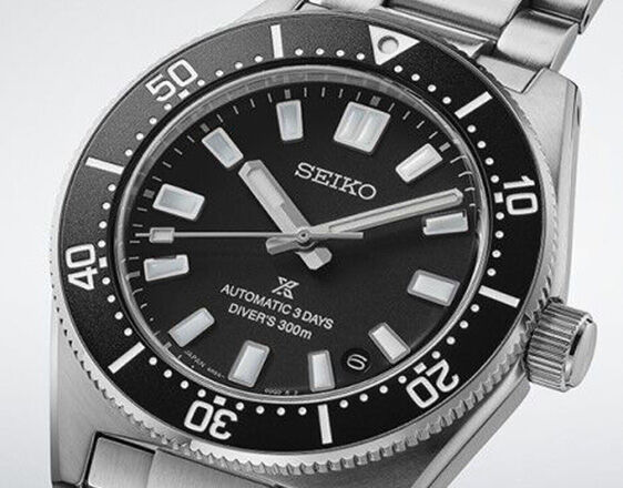 Seiko Prospex 1965 Diver’s Re-Creation watch with black dial, automatic 3-day movement and 300m water resistance